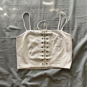 White Corset Tied Crop Top